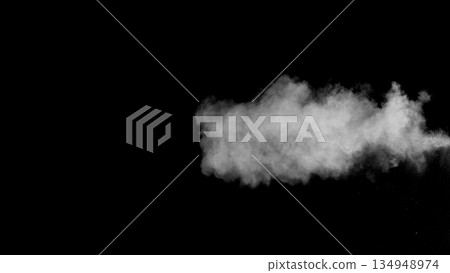 Freeze Motion Shot of Flying Sand Dust , Isolated on Black Background 134948974