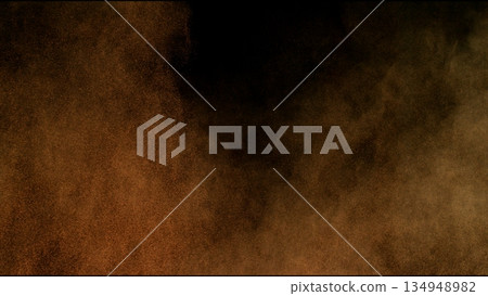 Freeze Motion Shot of Flying Sand Dust , Isolated on Black Background 134948982