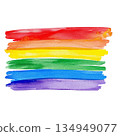 Rainbow flag in rainbow colors isolated on white background, watercolor LGBT pride symbol material 134949077