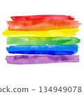 Rainbow flag in rainbow colors isolated on white background, watercolor LGBT pride symbol material 134949078