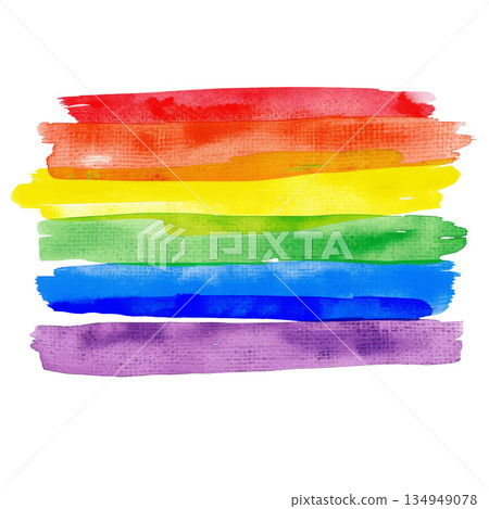 彩虹旗，彩虹色，白色背景，水彩風格，LGBT驕傲象徵符號 134949078