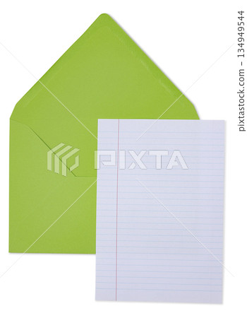 Blank envelope and paper on white background Blank envelope and paper on white background 134949544