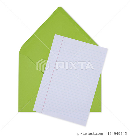 Blank envelope and paper on white background Blank envelope and paper on white background 134949545