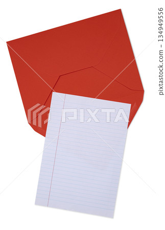 Blank envelope and paper on white background Blank envelope and paper on white background 134949556