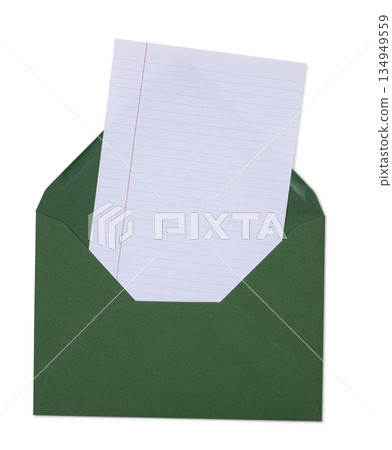 Blank envelope and paper on white background Blank envelope and paper on white background 134949559