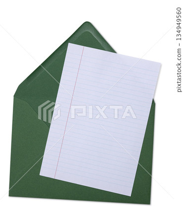 Blank envelope and paper on white background 134949560
