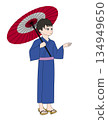 A man in a yukata holding an umbrella 134949650