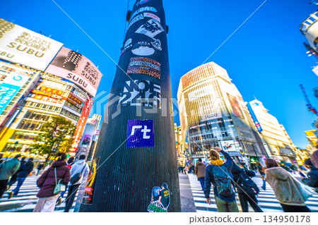 Stickers of Tokyo cityscape in Japan are back again... Shibuya continues to attract inbound tourists. Most of them are foreign tourists. A scramble for the removed pillars Stickers of Tokyo cityscape in Japan are back again... Shibuya continues to attract inbound tourists. Most of them are foreign tourists. A scramble for the removed pillars 134950178