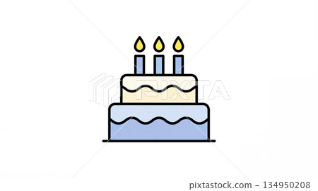 Cake with candles logo illustration on white background 134950208