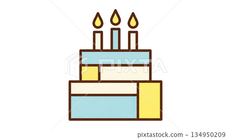 Cake with candles logo illustration on white background Cake with candles logo illustration on white background 134950209