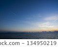 Sunset at Fukiagehama/Eguchihama and contrails flying to the west 134950219