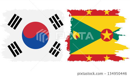 Grenada and South Korea grunge flags connection vector Grenada and South Korea grunge flags connection vector 134950446