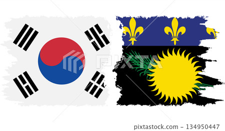Guadeloupe and South Korea grunge flags connection vector Guadeloupe and South Korea grunge flags connection vector 134950447