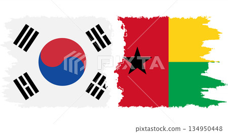 Guinea Bissau and South Korea grunge flags connection vector 134950448