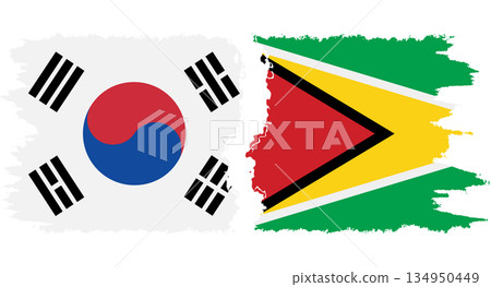 Guyana and South Korea grunge flags connection vector Guyana and South Korea grunge flags connection vector 134950449