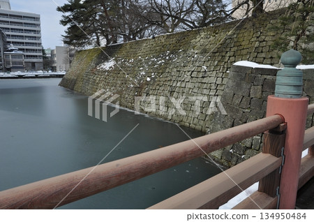 福井城遺址護城河的冬季景色 福井城遺址護城河的冬季景色 134950484