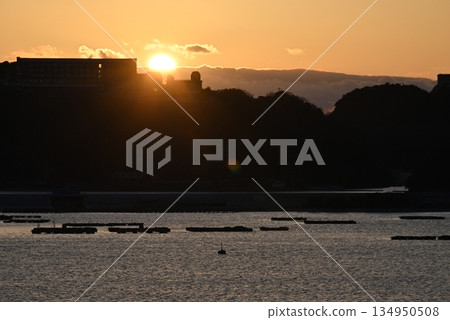 The view of the Seto Inland Sea at dusk from Awaji Island 134950508
