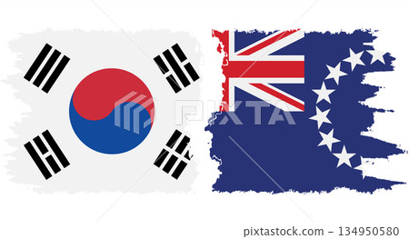 Cook Islands and South Korea grunge flags connection vector 134950580