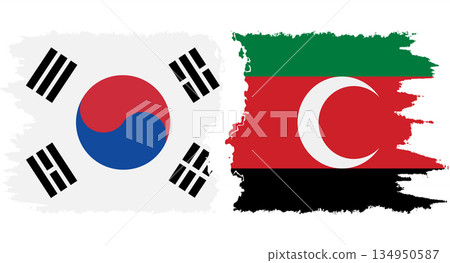 Darfur and South Korea grunge flags connection vector 134950587