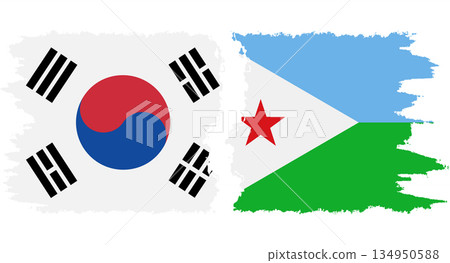 Djibouti and South Korea grunge flags connection vector 134950588