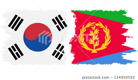 Eritrea and South Korea grunge flags connection vector Eritrea and South Korea grunge flags connection vector 134950593