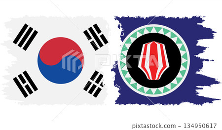 Bougainville and South Korea grunge flags connection vector Bougainville and South Korea grunge flags connection vector 134950617