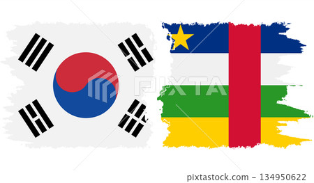 Central African Republic and South Korea grunge flags connection vecto Central African Republic and South Korea grunge flags connection vecto 134950622