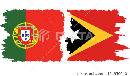 Timor-Leste - East Timor and Portugal grunge flags connection vecto 134950640