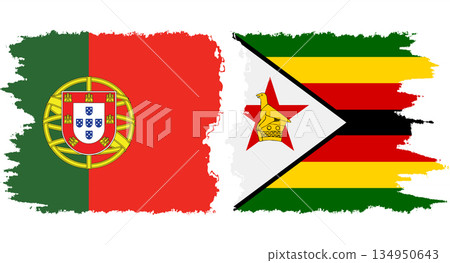 Zimbabwe and Portugal grunge flags connection vector Zimbabwe and Portugal grunge flags connection vector 134950643
