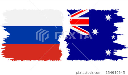 Australia and Russia grunge flags connection vector 134950645