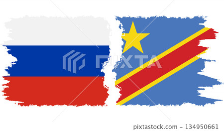 Congo - Kinshasa and Russia grunge flags connection vector 134950661