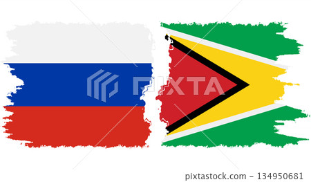 Guyana and Russia grunge flags connection vector 134950681