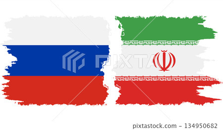 Iran and Russia grunge flags connection vector 134950682