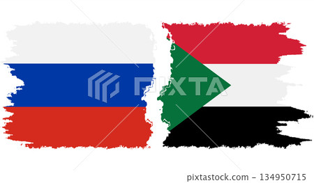 Sudan and Russia grunge flags connection vector 134950715