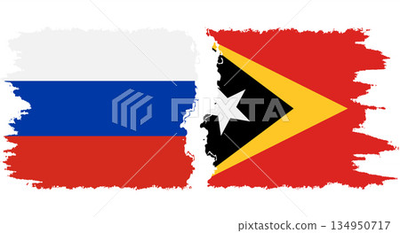 Timor-Leste - East Timor and Russia grunge flags connection vecto 134950717