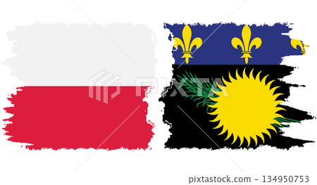 Guadeloupe and Poland grunge flags connection vector Guadeloupe and Poland grunge flags connection vector 134950753