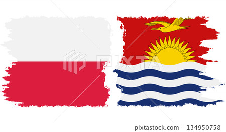 Kiribati and Poland grunge flags connection vector 134950758