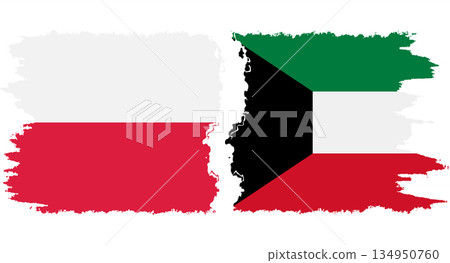 Kuwait and Poland grunge flags connection vector Kuwait and Poland grunge flags connection vector 134950760