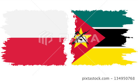 Mozambique and Poland grunge flags connection vector 134950768