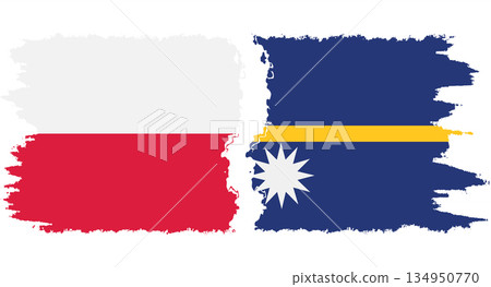 Nauru and Poland grunge flags connection vector 134950770