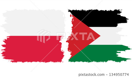 Palestine and Poland grunge flags connection vector 134950774