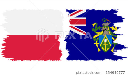Pitcairn Islands and Poland grunge flags connection vector Pitcairn Islands and Poland grunge flags connection vector 134950777