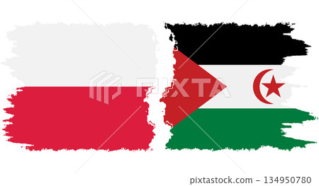 Western Sahara and Poland grunge flags connection vector 134950780