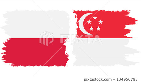 Singapore and Poland grunge flags connection vector 134950785