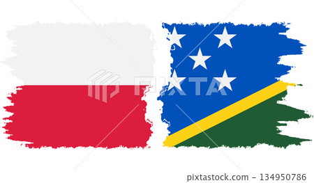 Solomon Islands and Poland grunge flags connection vector Solomon Islands and Poland grunge flags connection vector 134950786