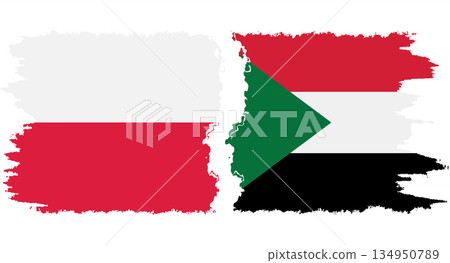 Sudan and Poland grunge flags connection vector Sudan and Poland grunge flags connection vector 134950789