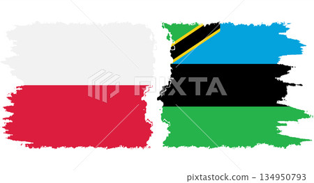 Zanzibar and Poland grunge flags connection vector 134950793