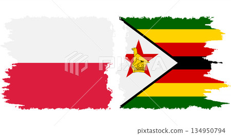 Zimbabwe and Poland grunge flags connection vector 134950794