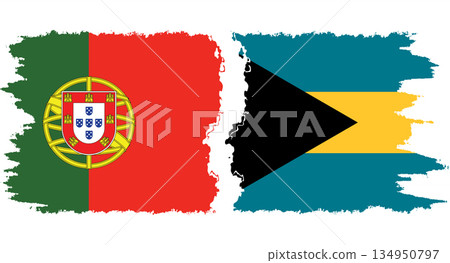 Bahamas and Portugal grunge flags connection vector 134950797