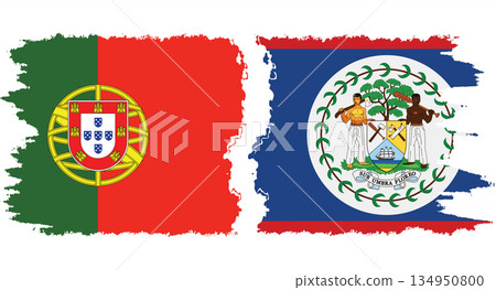 Belize and Portugal grunge flags connection vector 134950800